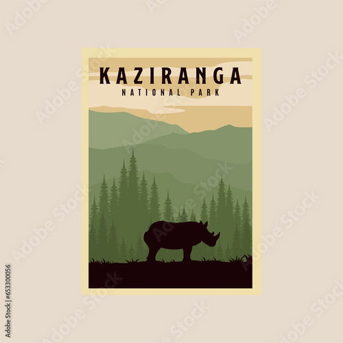 kaziranga national park logo vintage poster logo icon and symbol vector symbol illustration design. photo
