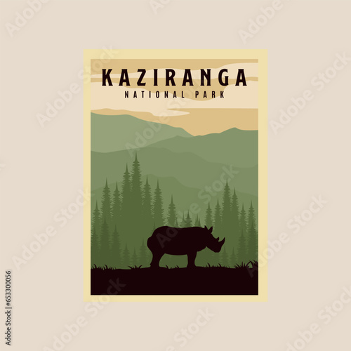kaziranga national park logo vintage poster logo icon and symbol vector symbol illustration design.