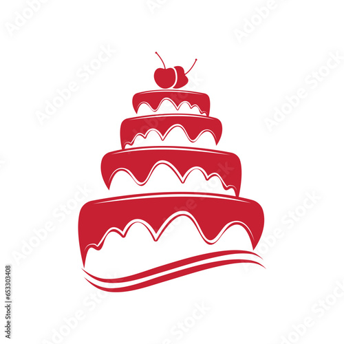 Sweet cake template logo design vector illustration