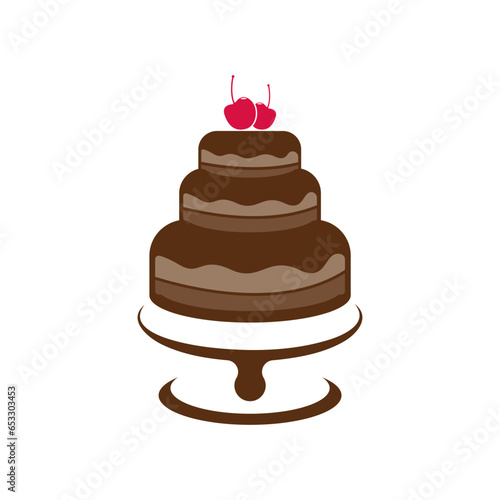 Sweet cake template logo design vector illustration
