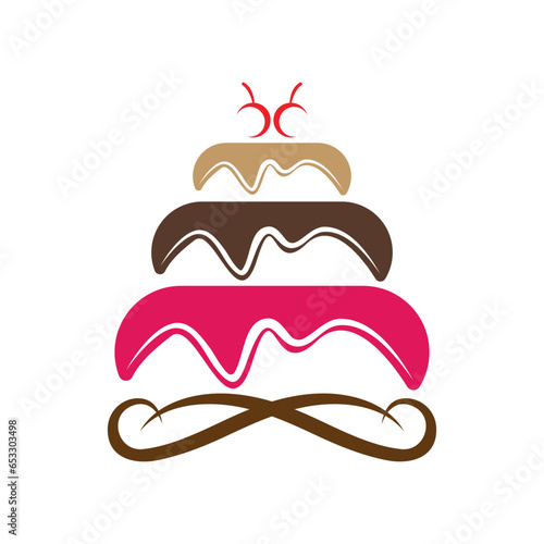 Sweet cake template logo design vector illustration