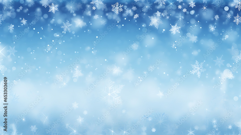 blue christmas background with snowflakes 
