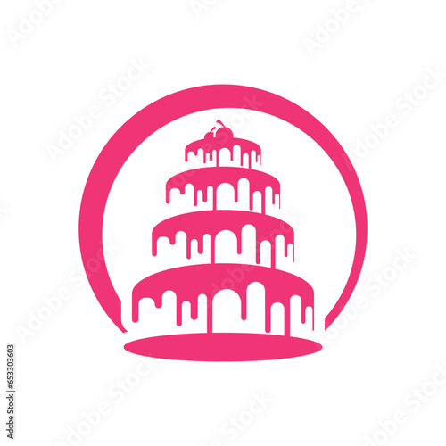 Sweet cake template logo design vector illustration