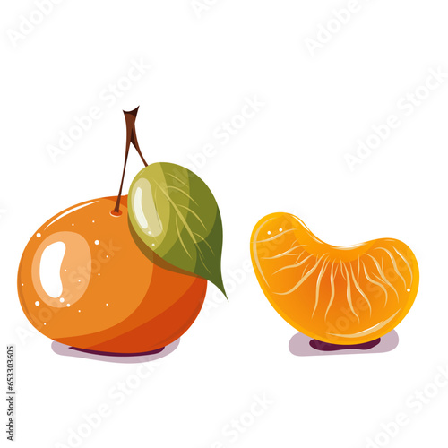 Clémentine, mandarine vector. Image vectorielle. Fruit de saison