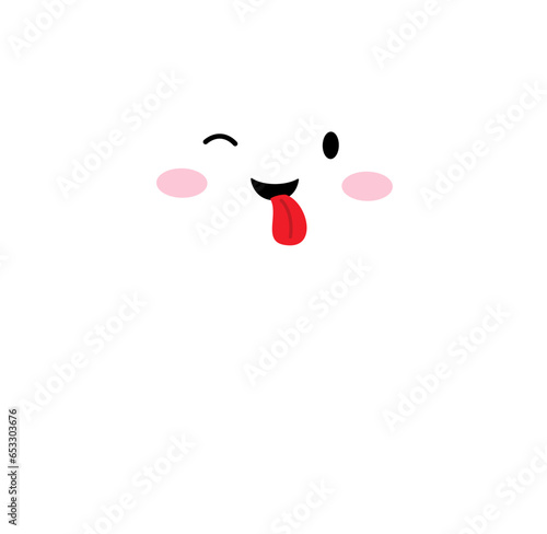 Cartoon Halloween kawaii ghost character. Isolated cute vector spook personage floating in the air, showing tongue, captures the festive spirit of the season with cheerful expression, and playful grin