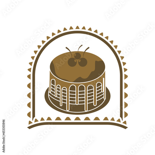 Sweet cake template logo design vector illustration