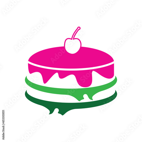Sweet cake template logo design vector illustration