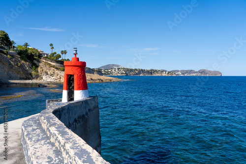 lighthouse on the coast of calpe looking at Cap Blanc, Alicante, spain