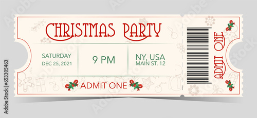 Christmas white party ticket for admit one