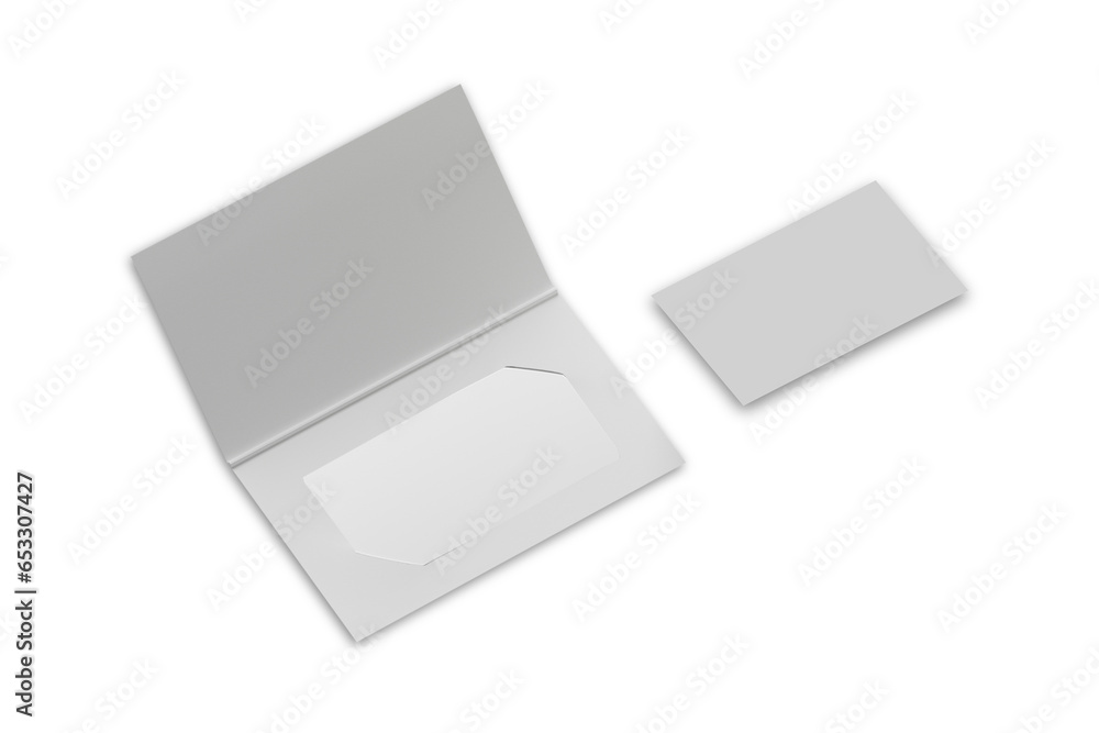 Empty blank gift card holder mock up isolated on white background. 3d rendering. business card holder. Empty blank gift card holder mock up isolated on white background. 3d rendering. business card holder.