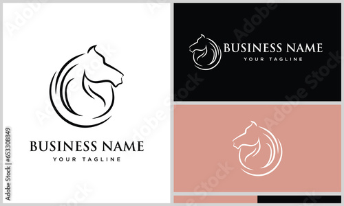 horse head line logo template