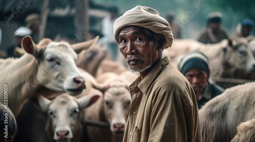 Indonesian farmer with his cattle © Antonio