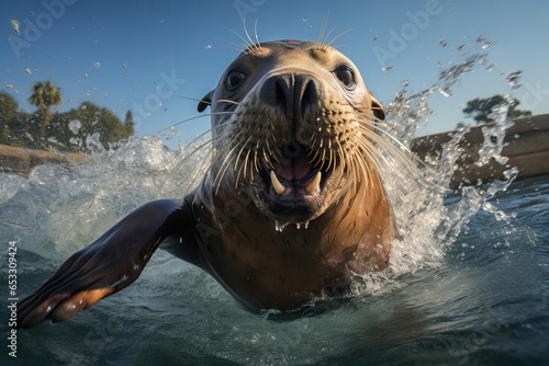 close-up of a sea lion