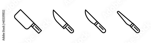 Knife line icon. Kitchen knife icon set. Sharp knife line icon. Sharp blade illustration. Stock vector illustration.