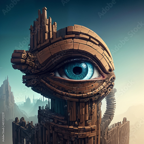 Large futuristic building w...