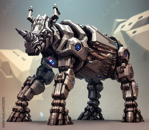 Rhinoceros cyborg. Full bod...