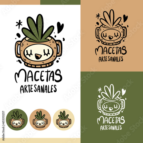 logo maceta, jardín, planta, logo planta, paquete logo, plantilla logotipo, instagram empresa, emprendedor logo, maceta artesanal, logo dibujo, logo cute, logo comic, comic
