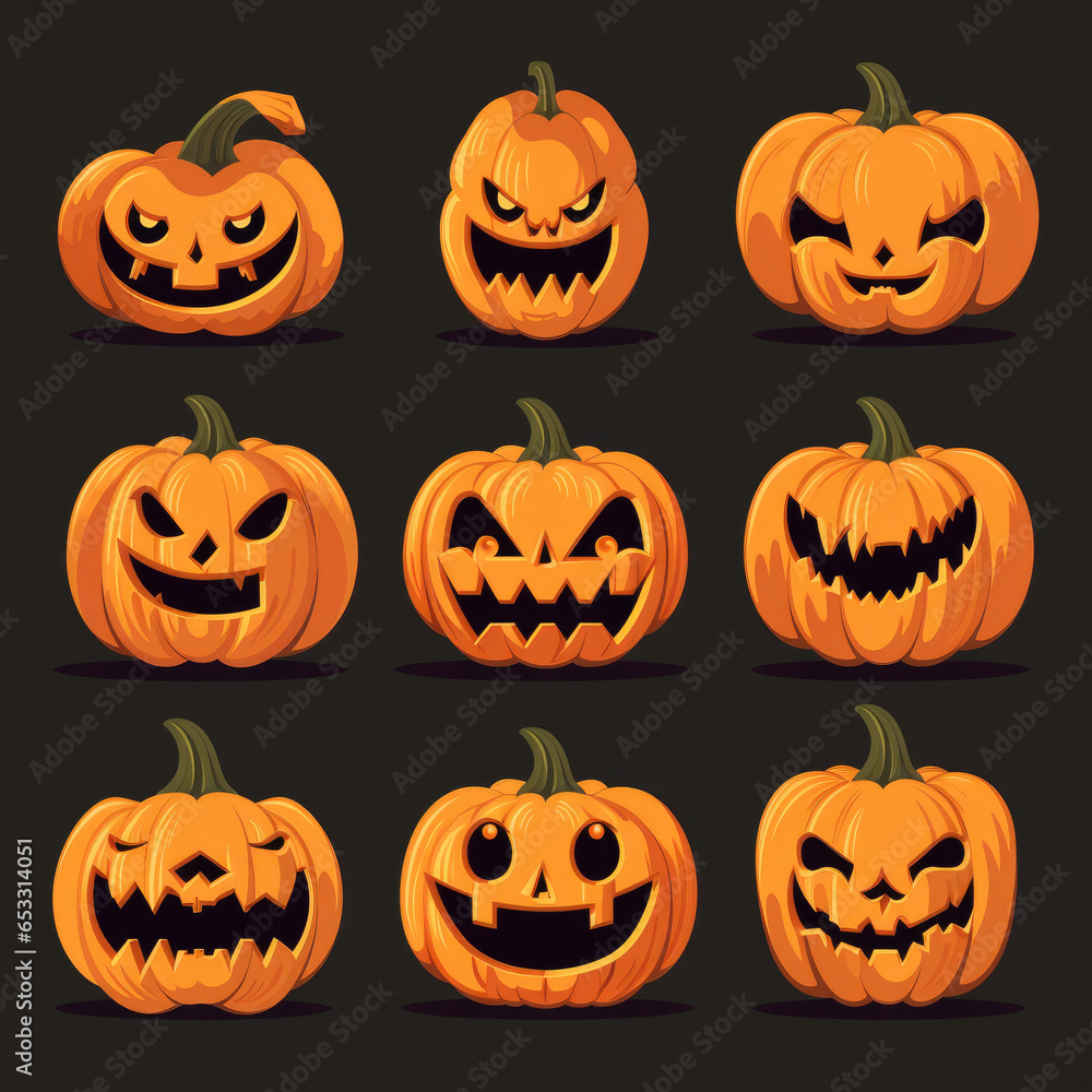 set of halloween pumpkins set of halloween pumpkins