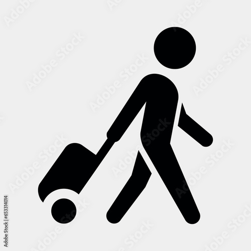 vector icon of pedestrian with luggage isolated on white background