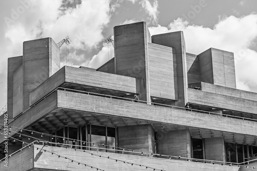London, UK, 15 August 2023: The National Theatre designed by Sir Denys Lasdun is a masterpiece of new brutalist architecture
