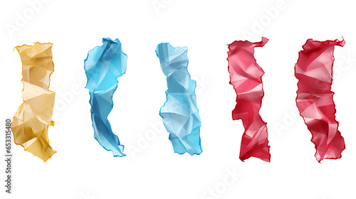 Different colors of torn tape set on a transparent background
