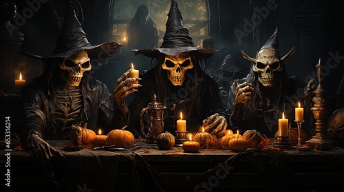 Spooky Halloween Showcase: Pumpkins and Haunting Decorations in 8K created with generative ai technology