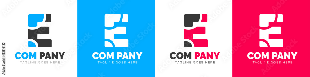 corporate modern business creative Minimal company Letter E logo icon vector design template set.

