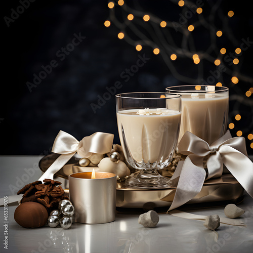 Christmas time, food, lyfestyle and product photography, sleek neutrals background. Generative AI. photo