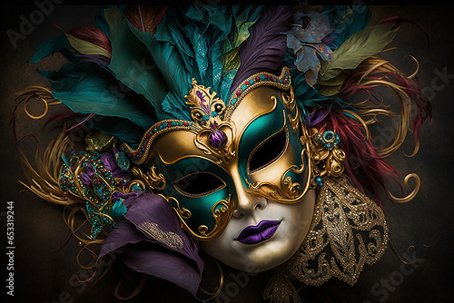 Mardi gras mask. Carnival costume.