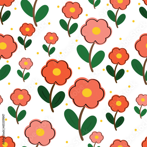 Wallpaper Mural Seamless floral pattern for fabric prints, textiles, gift wrapping paper. colorful vector for children, flat style Torontodigital.ca