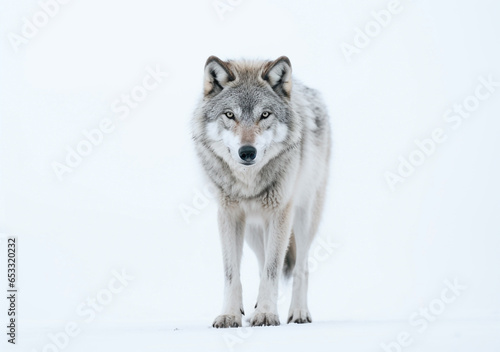 North American Wildlife Showcased: Lone Grey Wolf in Its Pristine Natural Habitat on the Snowy Tundra - Nature's Raw Beauty & Splendor. Generative AI.