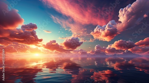 Dreamy Pink Clouds with a Radiant Rainbow in a Majestic Sky in 8K created with generative ai technology