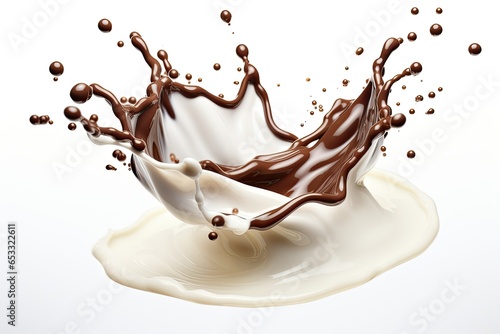 splash of milk and chocolate isolated on white