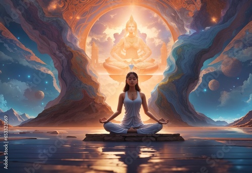 Transcendent, meditation, yoga concept illustration