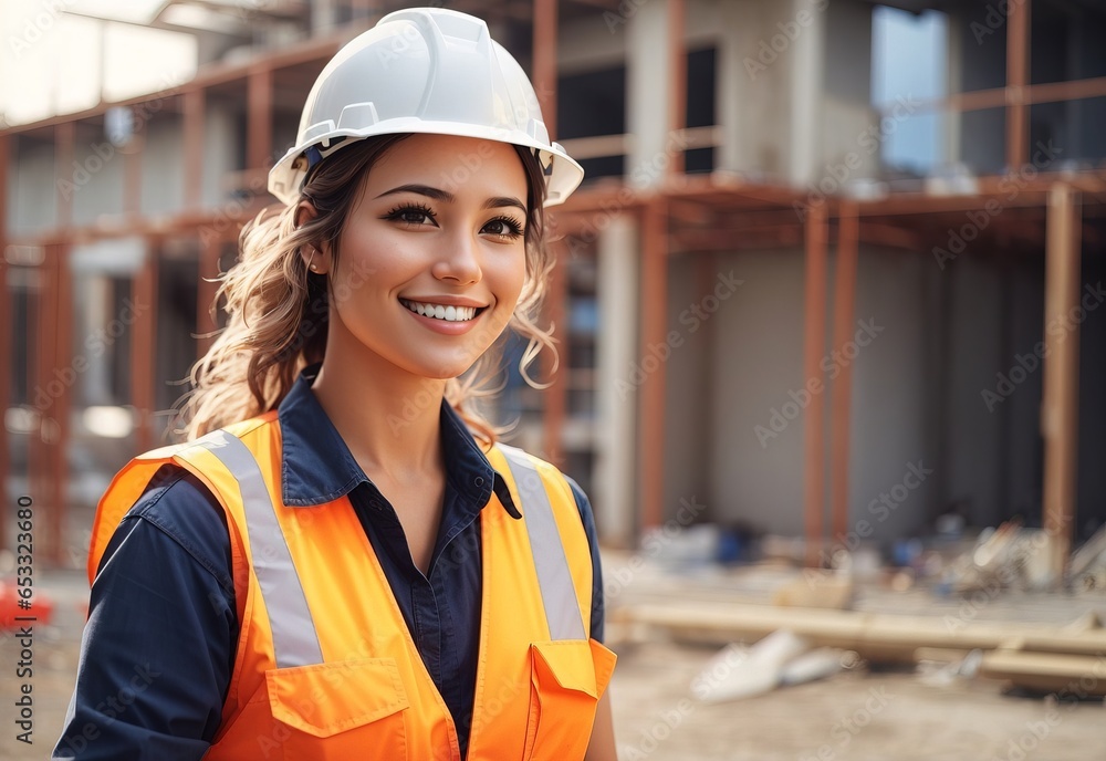 Woman working on a construction site Woman working on a construction site