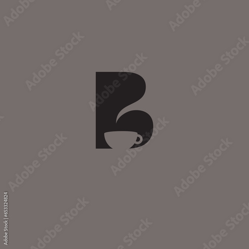 Letter B Cup Coffee logo design vector.