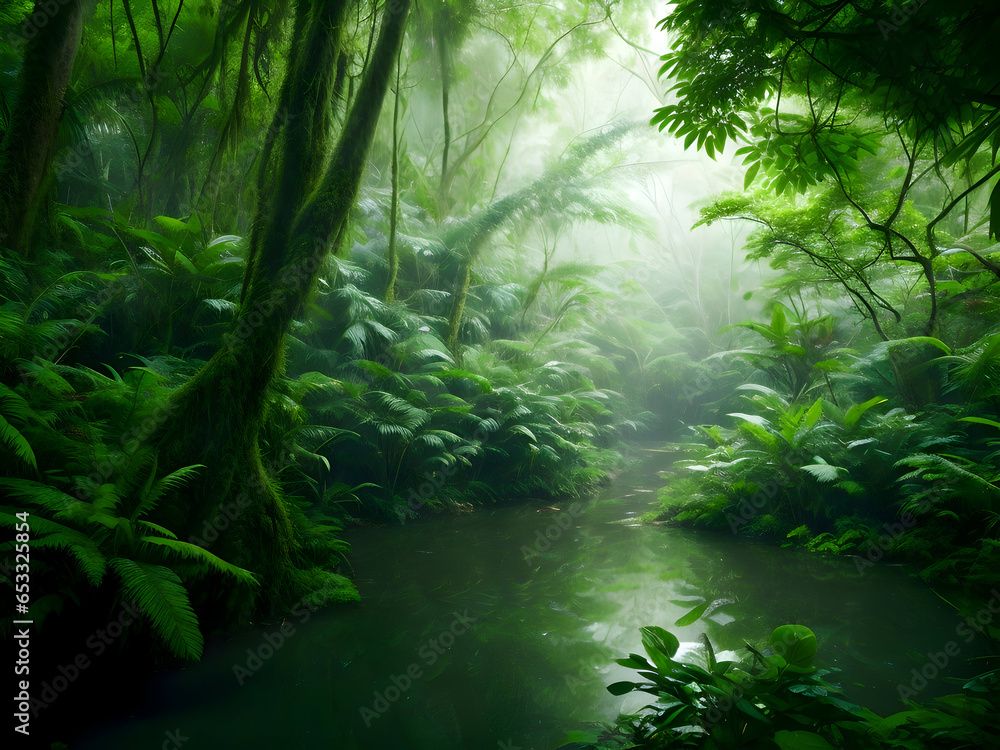 Fototapeta premium Earth's oldest living ecosystem, tranquil Rainforest