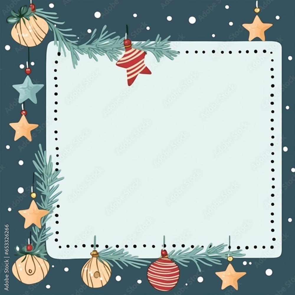 Obraz premium Mockup of blank invitation greeting card on Christmas themed background.