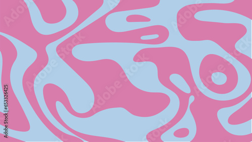 Abstract groovy background with pink and blue waves. Simple trippy design. Trendy vector illustration in retro 1960s -1970s style. Cool funky ripple stripes backdrop