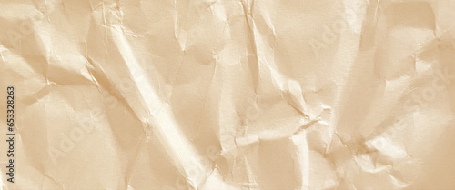 Vector seamless texture of kraft paper background, crumpled brown paper texture vintage background, creased craft light brown color recyclable organic paper bag texture background.
