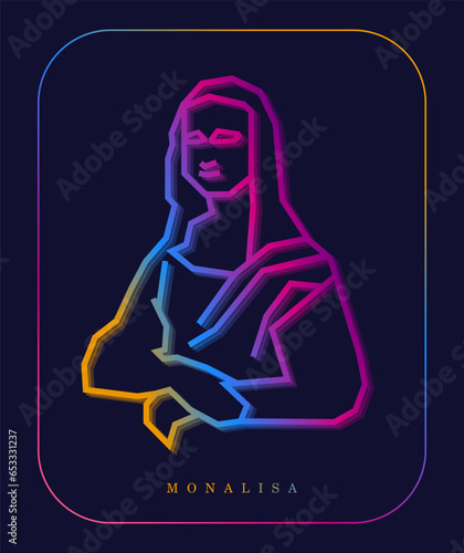 Obraz na plátne Mona Lisa in carved line graphic