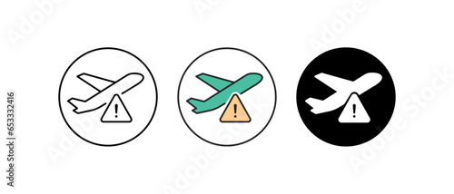 Travel ban. Flying prohibition zone. Plane is forbidden for transportation and travelling. Avoid unnecessary travel. Avoid Travel Issues icon. Vector illustration. Design