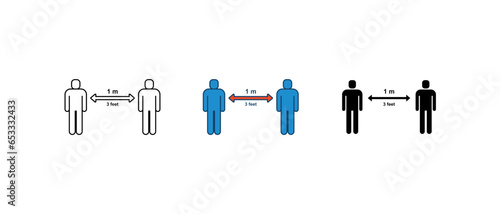 Social distancing. Keep your one meter distance between people. Coronavirus prevention infographic sign. Keep the 1 meter distance icon. Vector illustration. Design