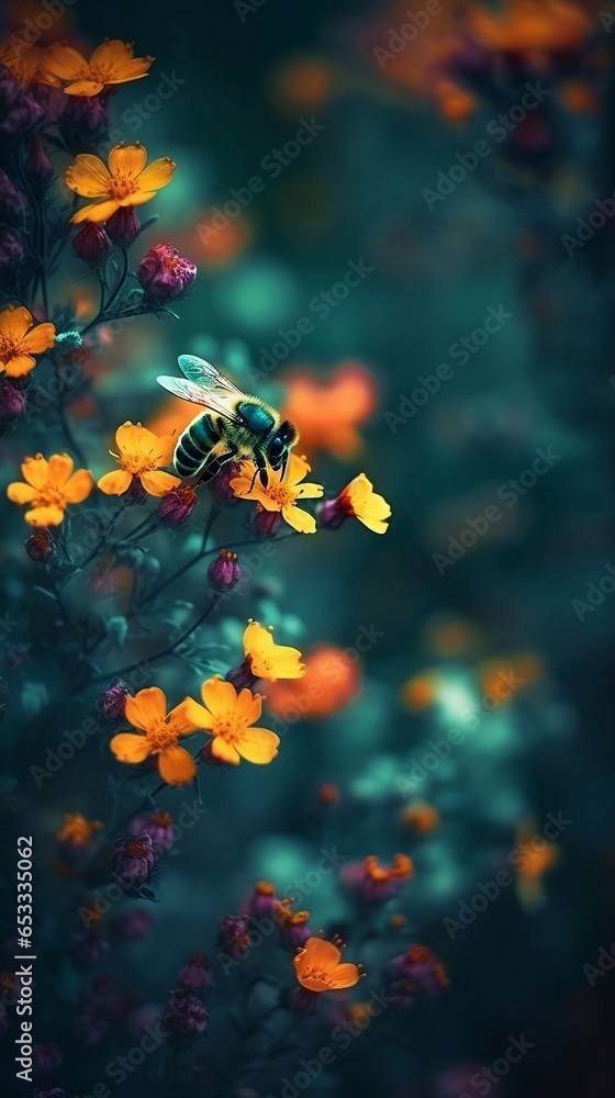 Bee on yellow flower Bee on yellow flower