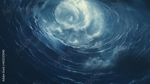 close up of large dangerous ocean vortex, generative ai