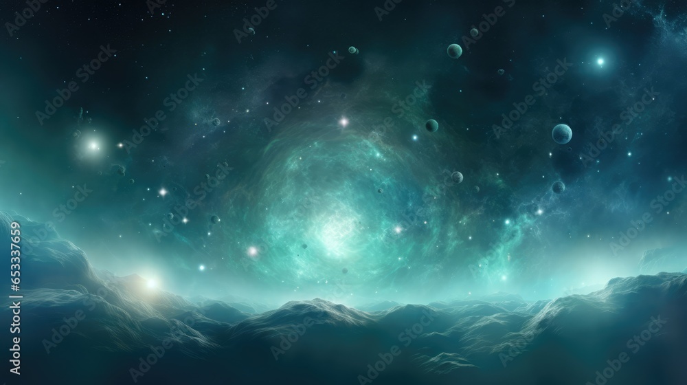 Space nebula panorama equirectangular. background with stars