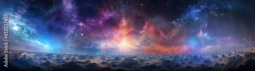 Space nebula panorama equirectangular. background with stars