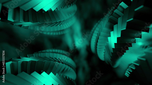 Fototapeta Naklejka Na Ścianę i Meble -  Spiral pillars with rotating background. Design. Dizzying animation with moving columns of spirals. 3D animation in style of abstract dream with geometric shapes