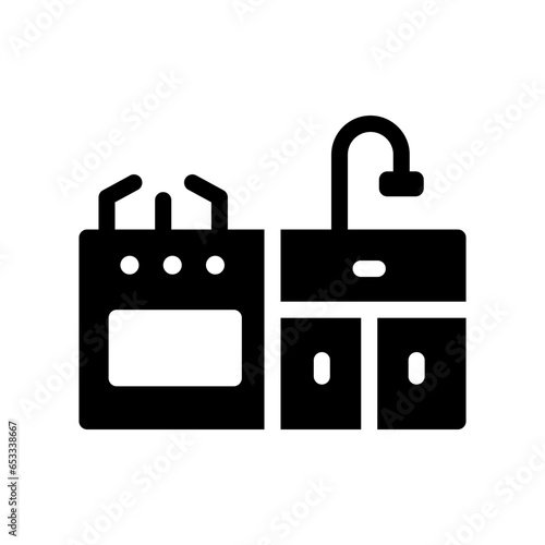 kitchen glyph icon illustration vector graphic. Simple element illustration vector graphic, suitable for app, websites, and presentations isolated on white background