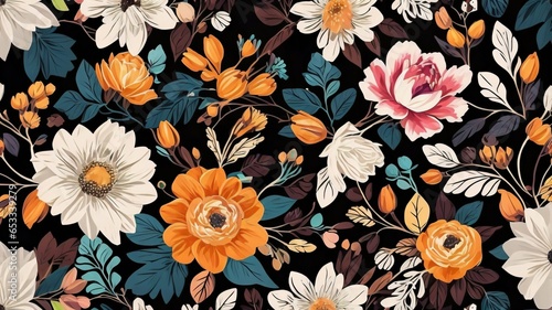 Wallpaper Mural A Detailed Illustration Of Seamless Patterns, Boho, Summer Flowers, White Background. Torontodigital.ca